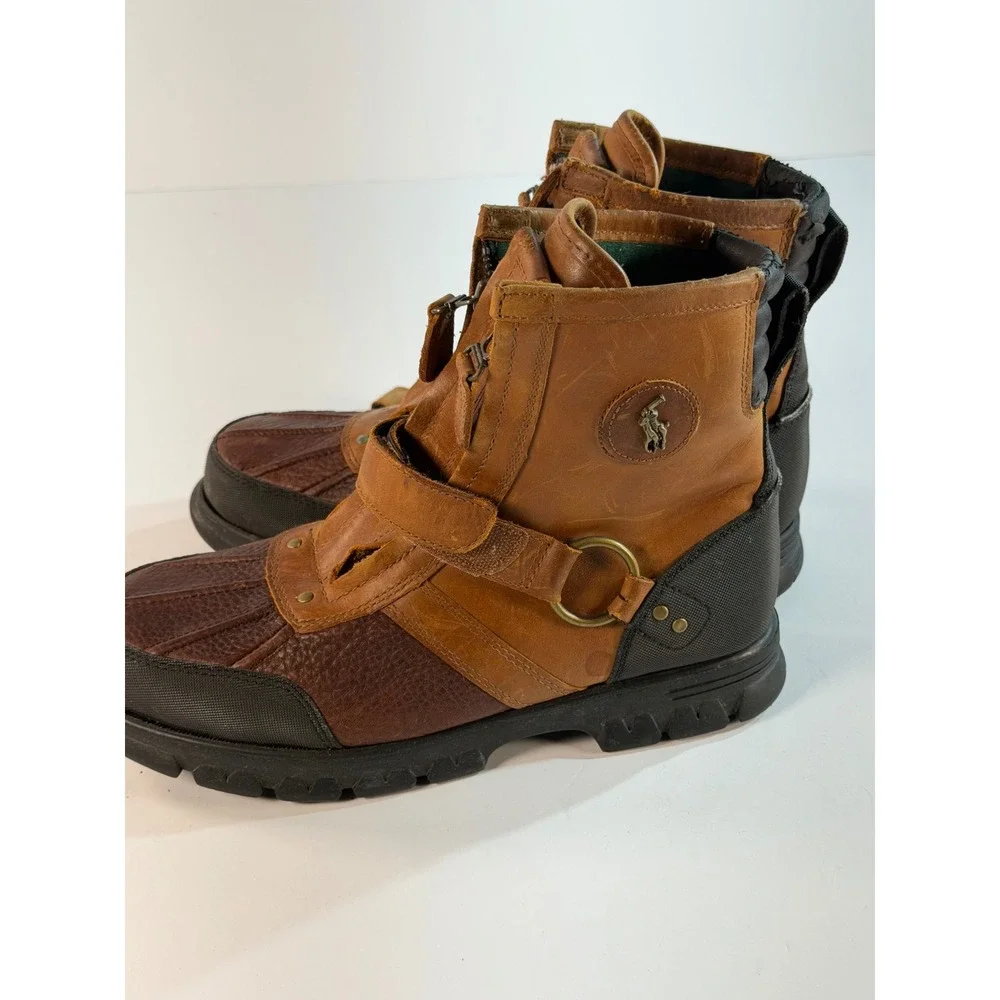 Polo Ralph Lauren Conquest Hi III Brown Leather Duck Boots Mens 8D CNQST HI III